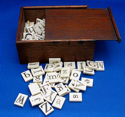 Accessories<br>Accessories Archives<br>SOLD   Box of Bone or Ivory Letters
