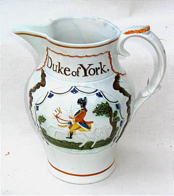 SOLD   Duke of York and Prince Coburg Prattware Jug