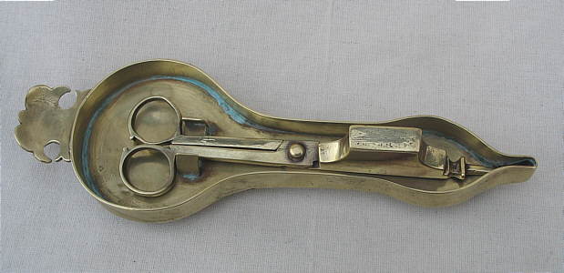 A Rare Snuffer Tray with Snuffer (or wick cutter)