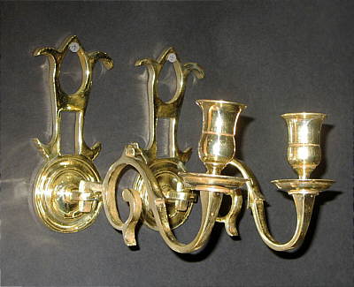Metalware<br>Archives<br>A Pair of 18th Century Brass Sconces