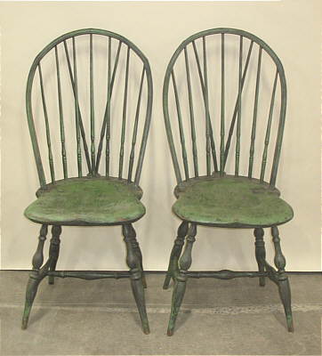 Furniture<br>Furniture Archives<br>SOLD  Pair of Rhode Island Braced Back Windsor Side Chairs