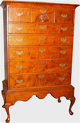 Furniture<br>Furniture Archives<br>SOLD  Tiger Maple Chest on Frame