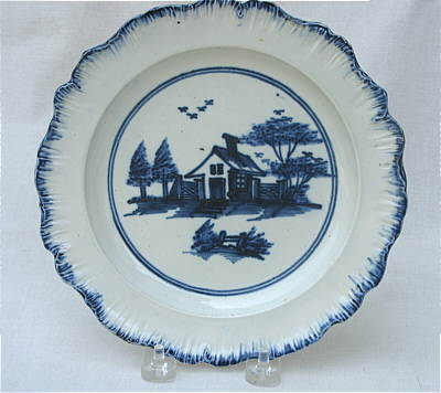 SOLD  Pearlware Plate with Chinese House Decoration