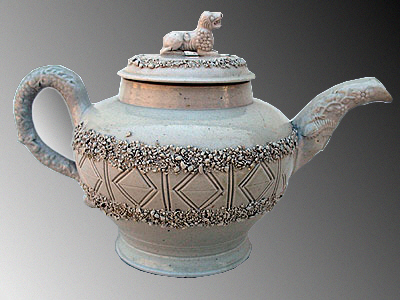 SOLD   A Rare 18th Century Saltglaze Teapot