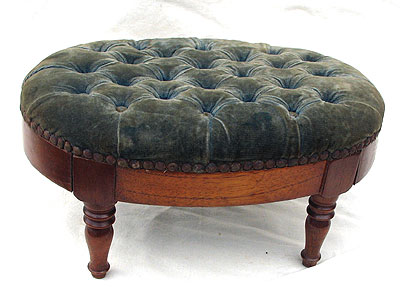 Furniture<br>Furniture Archives<br>SOLD  A Mahogany Tufted Footstool