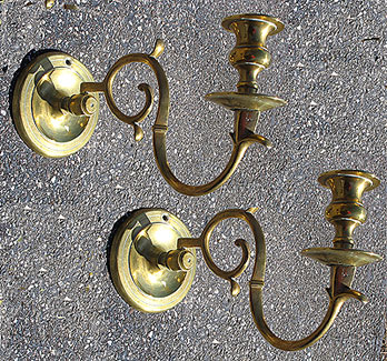 SOLD A Pair of Single-Arm Brass Sconces