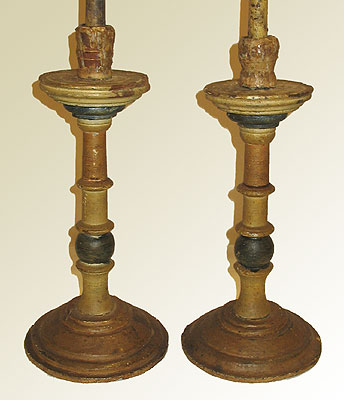 Accessories<br>Accessories Archives<br>SOLD A Pair of 18th Century Wooden Candlesticks