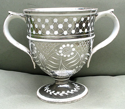 SOLD Lovely Silver Lustre Resist Loving Cup