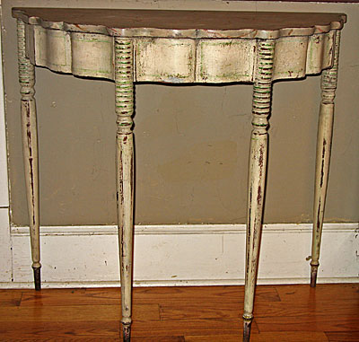 A Paint Decorated Pier Table with Faux Marble Top