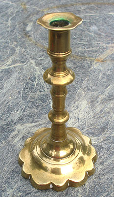 Metalware<br>Archives<br>SOLD  A Queen Anne Petalbase Brass Taperstick