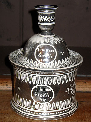 Ceramics<br>Ceramics Archives<br>SOLD A Silver Lustre Dated Smoking Set