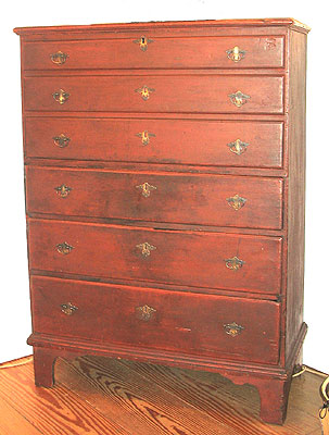 Furniture<br>Furniture Archives<br>SOLD  An Untouched Late 18th Century Massachusetts Tall Chest