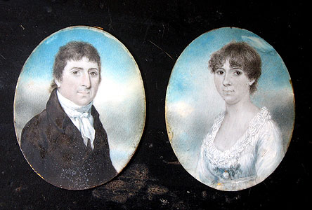 SOLD A Pair of Miniature Portraits in Rare Frames