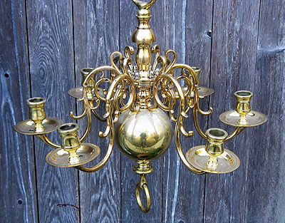 Metalware<br>Archives<br>Six Arm Brass Chandelier