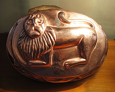 Metalware<br>Archives<br>SOLD  A Rare Copper Lion Mold