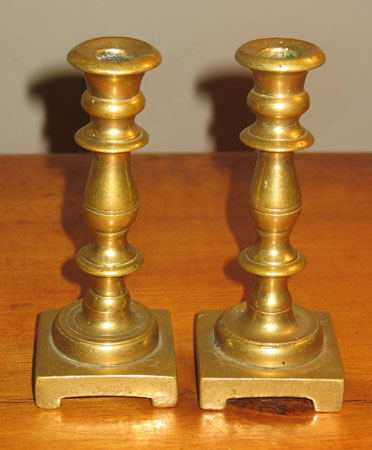 Pair of 18th century brass tapersticks.