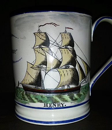 Ceramics<br>Ceramics Archives<br>SOLD  Creamware mug with great decoration.