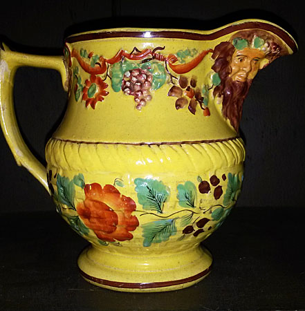 Ceramics<br>Ceramics Archives<br>SOLD Yellow-glazed jug with masks