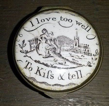 SOLD  18th century enamel box about love