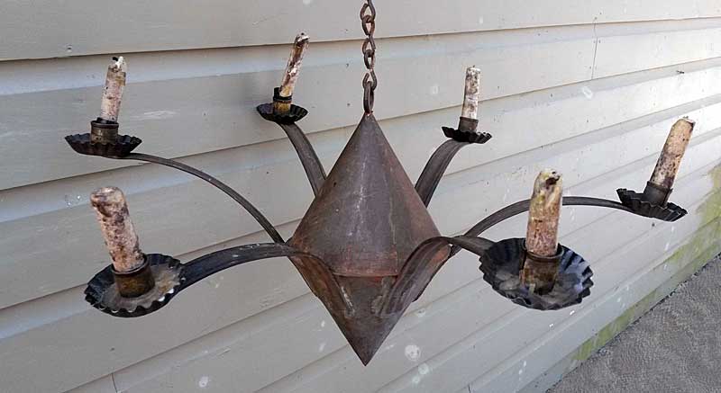 Scarce Sheet Iron American Chandelier