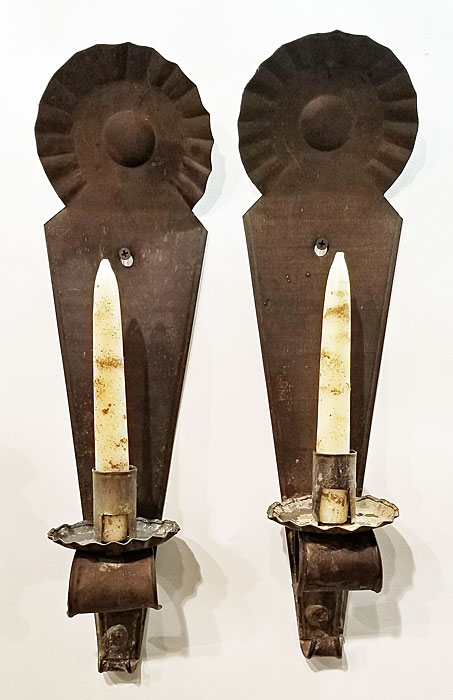 Pair of American Tin Sconces