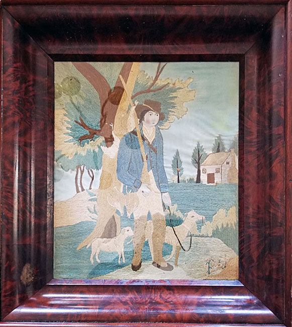 Silk Needlework of Young Hunter