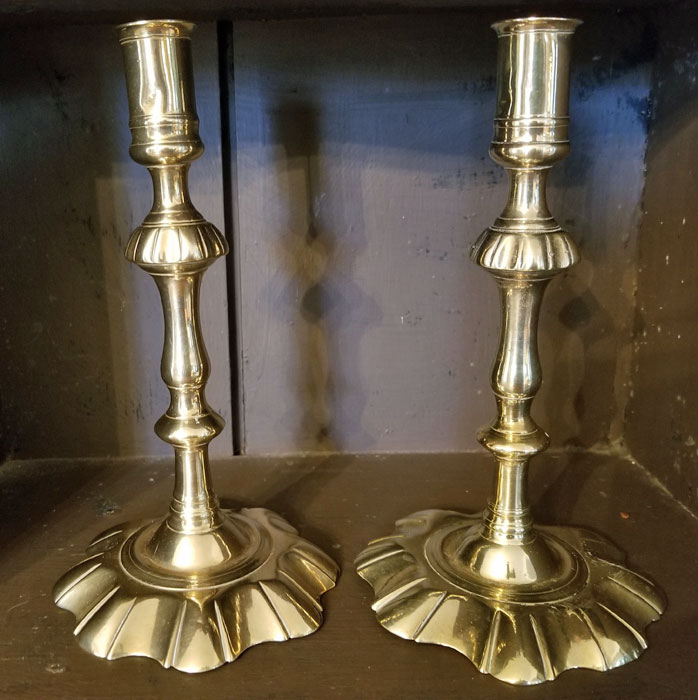 Metalware<br>Candlesticks<br>Pair of Queen Anne Candlesticks