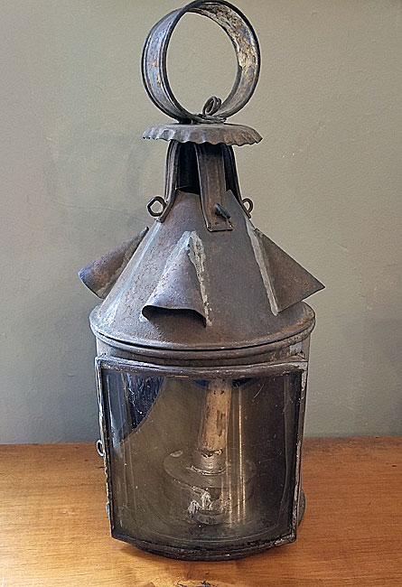 Metalware<br>Lighting<br>Tin and Glass Early Lantern
