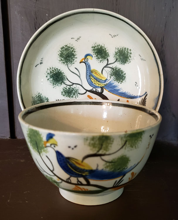 Ceramics<br>19th Century<br>Peafowl cup and saucer