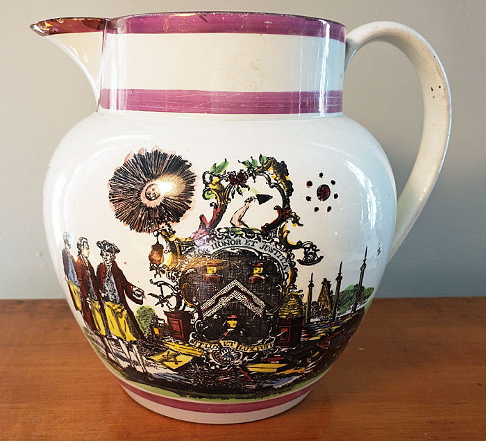 Ceramics<br>19th Century<br>Sunderland Lustre Masonic Jug