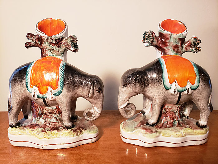 Ceramics<br>19th Century<br>Pair of Staffordshire Elephants