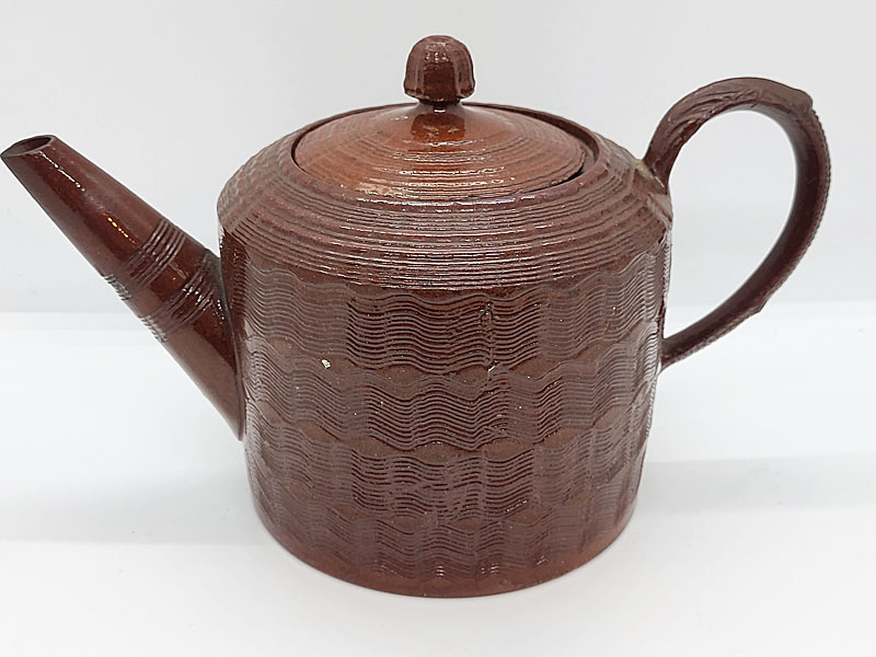 Ceramics<br>18th Century<br>Red Stoneware Engine Turned Teapot