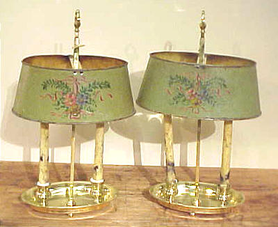 Pair of French Bouillotte Lamps