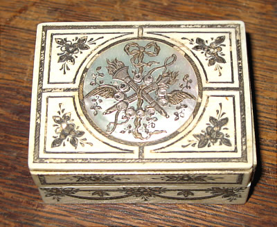 Accessories<br>Accessories Archives<br>SOLD   LOVELY FRENCH IVORY AND MOTHER-OF-PEARL BOX