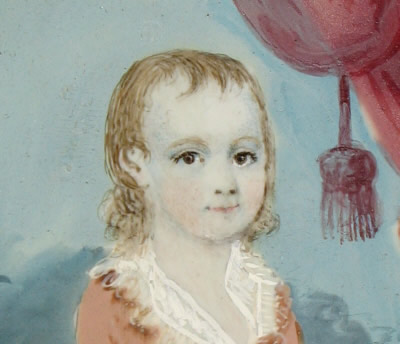 Paintings<br>Archives<br>Miniature Portrait on Ivory of a Boy and His Kitty