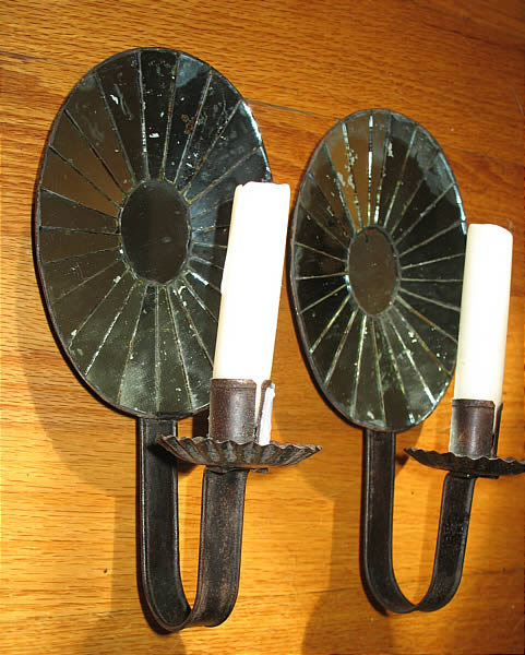 Accessories<br>Accessories Archives<br>SOLD   Pair of Oval Mirror Sconces