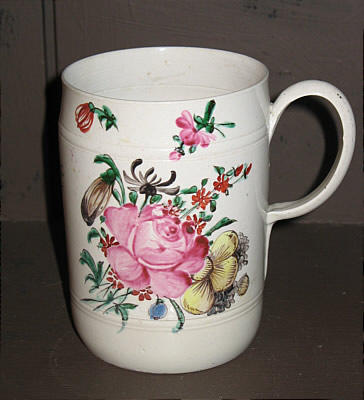 Accessories<br>Archives<br>SOLD   SALTGLAZE MUG WITH FLORAL ENAMEL DECORATION