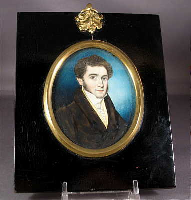 Paintings<br>Archives<br>Portrait Miniature on Ivory of a  Handsome Gentleman