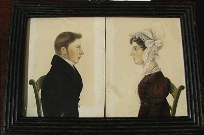 Pair of American Watercolor Portraits
