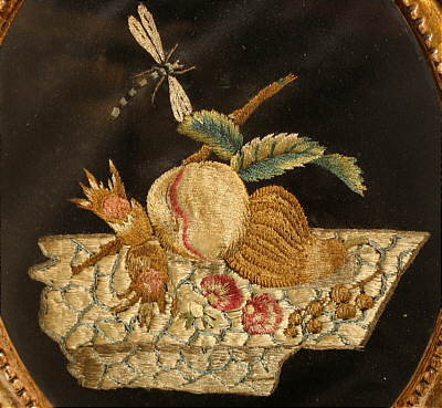 SOLD   A Fine Silk on Silk Needlework Still Life