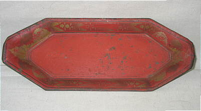 A Tole Tray with Cut Steel Wick Cutter or Snuffer