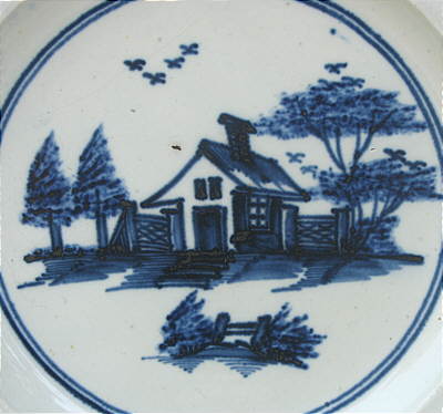 SOLD  Pearlware Plate with Chinese House Decoration