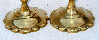 A Pair of Queen Anne Brass Tapersticks