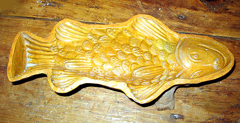 SOLD   Yellowware Fish Mold