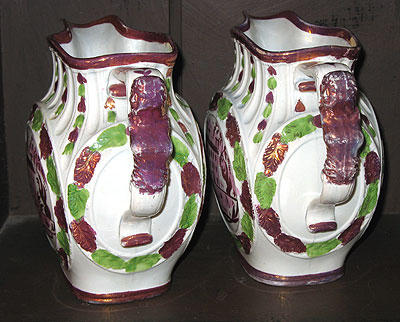 SOLD  A Rare Pair of Pink Lustre Jugs