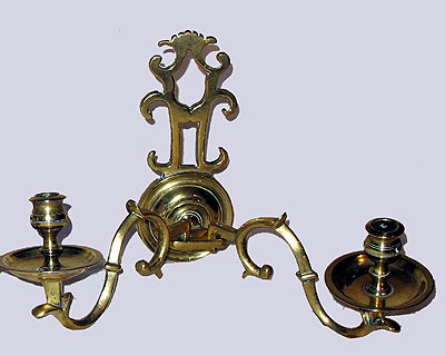 SOLD A Pair of Brass Double Arm Sconces