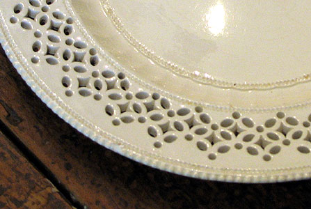 Ceramics<br>Ceramics Archives<br>SOLD  A Large Creamware Pireced Plate