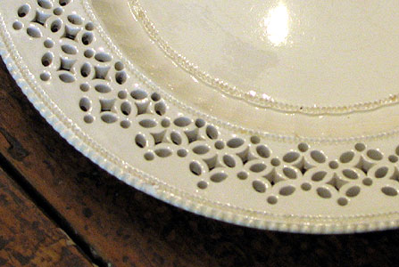 SOLD  A Large Creamware Pireced Plate