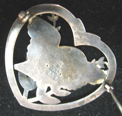 SOLD  Georg Jensen Heart & Bird Pin