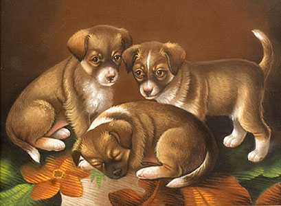 SOLD Portrait of Three Puppies